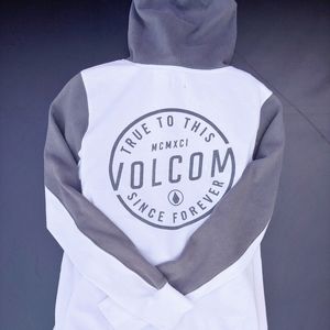 Volcom White & Gray Hoodie/ Sweatshirt